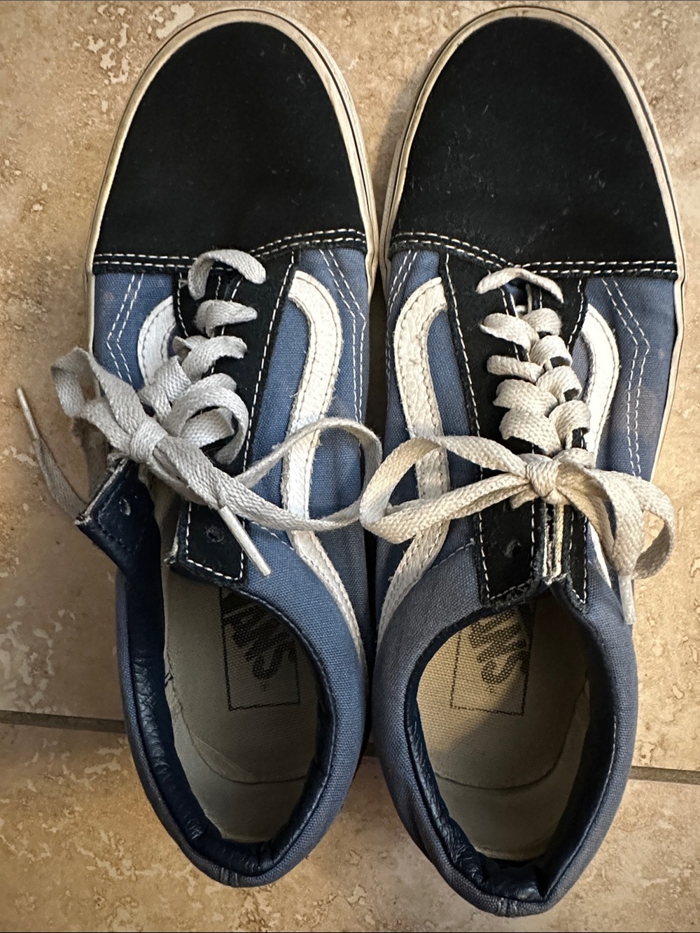 Vans Low-Top Skate Sneakers in Blue, Black and White